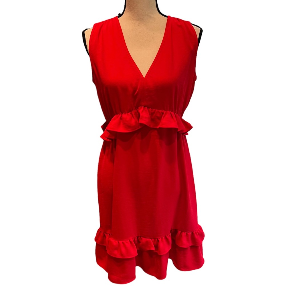 NWT EMMA & MICHELE CLAY RUFFLE DRESS